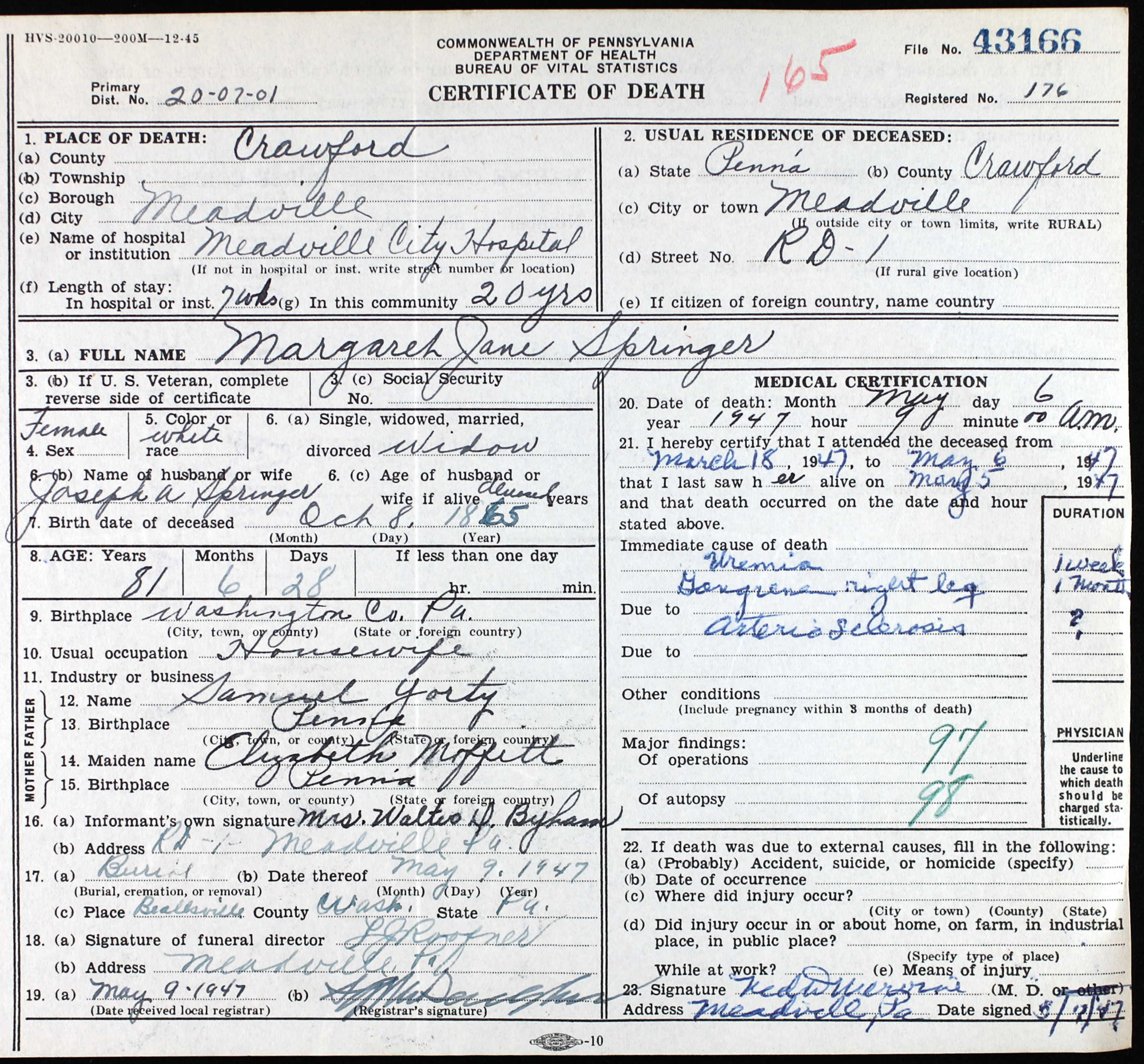 death certificate